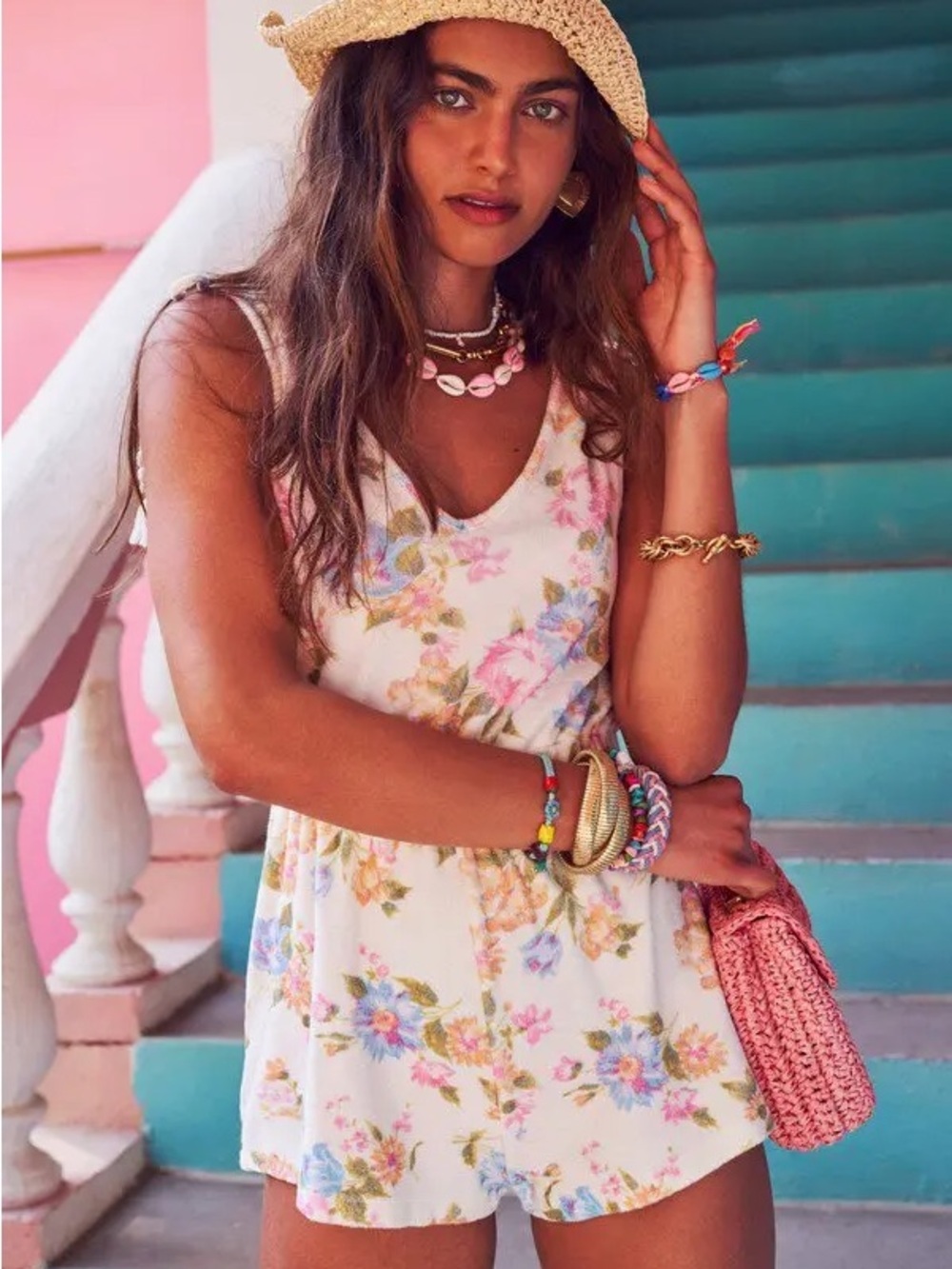 Bascom Romper in Morning Surf Pink